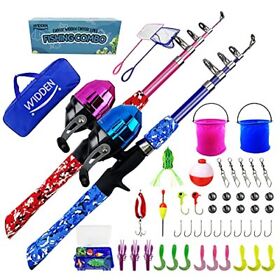 Widden 2 Pack Kids Fishing Pole Portable Telescopic Poles Set