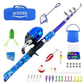 Widden 709930263003 Kids Fishing Pole Full Kits Portable Telescopic Rod And Reel Com
