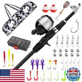 B0fncv1kcx Widden Kids Fishing Pole Youth Rod And Reel Combo - Telescopic Portable