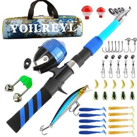 9023 Yoilreyl Kids Fishing Rod And Reel Combo Push Button Small Collapsible Telescop