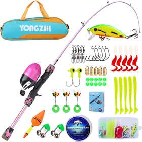 Yongzhi 691060330093 Kids Fishing Pole Portable Telescopic Ice Rod And Reel Combo With