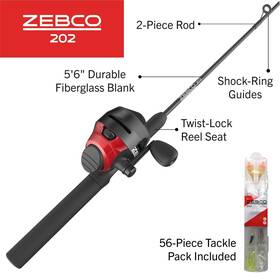 Zebco 032784633440 202 Spincast Reel And Fishing Rod Combo 5-foot 6-inch 2-piece Pole