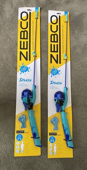 Zebco 032784637714 Qty 2 Kids Splash Floating Spincast Reel Fishing Rod Combos - 6lb Line