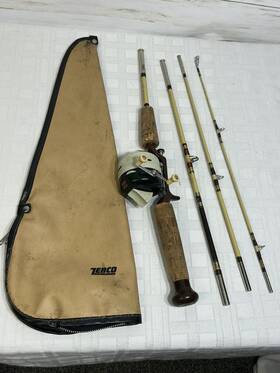 6104 Zebco Vintage Centennial Fishing Rod And 404 Reel 4 Piece Pack Travel In Case