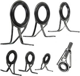 Zhangyihot 725670906055 7pcs Black Mixed Size Fishing Top Rings Rod Repair Kit Line Guides Eyes 1 2