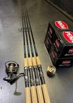 Inshore Spinning Rod Reel Combo 8-17LB Fishing Gear Blue Gold Set. Fixed Price $187.06.