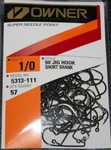 Owner 90 X Strong Short Shank Jig Hooks 5313-111 Size 1/0 57 Pack For Molds. Fixed Price $26.49.
