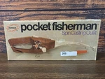 Vintage Brown Popeil's Pocket Fisherman Spin Casting Outfit W/ Original Box 1972. Fixed Price $34.99.