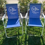 2 Vintage Dan Gamel Rv Fabric Blue Folding Lawn Camp Airstream Chairs Retro. Fixed Price $38.38.