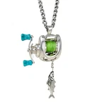 Women Mini Fishing Reel Jewelry Set Line Wheel Pendant Necklace Fashion Spor. Fixed Price $27.99.