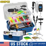 400PCS Set Fishing Tackle Box Full Loaded Accessories Hooks Lures Baits Worms Us. Fixed Price $38.99.