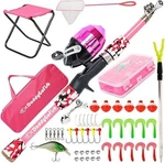 Daddygofish Kids Girl's Fishing Rod/ Reel Combo Set With Tackle Box Color Pink. Fixed Price $40.00.