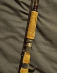 Old Loomis Casting Rod 2-PIECE Brown Full Cork Handle Fixed Reel Seat Used. Fixed Price $175.00.