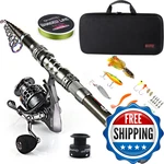 Sougayilang Fishing Rod Combos Telescopic Pole Spinning Reels. Fixed Price $68.89.