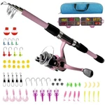 Kids Fishing Pole Set, Portable Telescopic Rod And Reel Combo 1.65 Pink. Fixed Price $63.28.