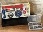 New Vintage Fishing Ready Tackle Box 137PC & Mini Fisherman Hooks,sinkers,conn.. Fixed Price $25.00.
