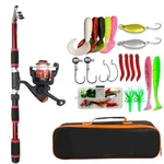 Fishing Pole Set Full Kits With Telescopic Rod, Spinning Reel, Baits & Hooks. Fixed Price $23.90.