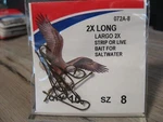 10 Eagle Claw Largo 2X Long Strip Live Bait Fish Hooks Saltwater Size 072A-8. Fixed Price $7.88.