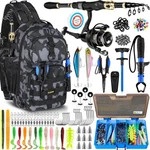 Fishing Backpack Waterproof Tackle Rod Holder Reel Combo Khaki Camo Plusinno. Fixed Price $129.99.