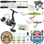 Gonex Ice Fishing Rod Reel Combo 30" Medium Light Carbon Fiberglass Portab. Fixed Price $100.56.