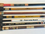Harnell Fenwick Penn Shakespeare Sila-flex Garcia Spinning Fishing Rod Lot. Fixed Price $540.00.