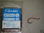 Gamakatsu Octopus Red Fishing Hooks Pk Size 1/0 Stock #02311-100. Fixed Price $38.99.