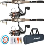 Plusinno (2) Telescopic Fishing Rods And Reels Carbon Fiber Salt/freshwater Kit. Fixed Price $35.00.
