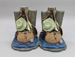 Heavy Resin Gone Fishing Oars Fly Rod & Reel Basket Hat Bookends. Fixed Price $32.00.
