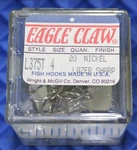 Eagle Claw Fish-hook Size 4 Style L375T Nickel Finish 20 Count Box. Fixed Price $9.99.