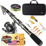 Sougayilang Telescopic Fishing Rod Combo Spincast Reel Travel Bag Lures Line. Fixed Price $176.73.