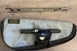 Daiwa HT1000 Fishing Reel With Minispin MSG-59S Pole Combo. Fixed Price $74.99.