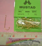 Mustad 3260 #1 Gold Aberdeen - Straight Eye 25PK. 3261 Bait Perch Hook. Fixed Price $6.50.