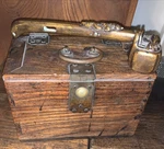 Antique Calligraphy Box With Bronze Crabhead And Dragon Travel Inkwell Japanese. Fixed Price $145.00.