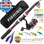 I00000 Black/red 5.9FT Fiberglass Telescopic Fishing Rod & Reel Combo. Fixed Price $68.29.