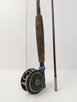 Vtg Sears Roebuck Jc Higgins 2PC Fiber Glass Fishing Pole Rod & Union Reel. Fixed Price $39.73.