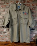 Men's Bimini Bay Penn Reels Deep Sea Fishing S/s Back Vented Khaki Shirt Lg. Fixed Price $36.00.