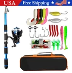 Telescopic Fishing Rod Reel Combo Set With Lures Hooks Portable Travel Kit New. Fixed Price $17.34.