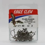 Eagle Claw Fishing Tackle Plain Shank Hooks 084F-2 Sz. Fixed Price $10.99.