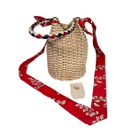 Claudia Nchez Womens Beige Red Natural Iraca Palm Fiber Straws Basket Bag. Fixed Price $63.17.