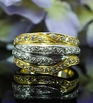 Natural Diamond Vintage 10GR Ring Band 18K White Yellow Gold Heavy. Fixed Price $1995.00.