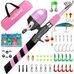 Plusinno Kids Fishing Pole, Portable Telescopic Rod And 4.92 Ft, Pink. Fixed Price $46.21.