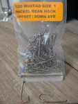 100 Mustad Nickel Beak Fish Hooks Size Offset Turn Down Eye. Fixed Price $16.52.