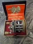 Vintage Pflueger Supreme 1577 Narrow Spool Tournament Style Reel Black Case. Fixed Price $213.73.
