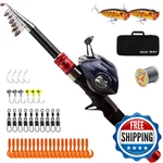 Telescopic Fishing Rod And Reel Combos, Carbon Fiber With Stainless. Fixed Price $73.29.