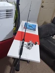 New Spinning Fishing Rod Shakespeare Ardent 6'6" Med 4-12LB And Reel Okuma. Fixed Price $42.00.