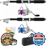 Tripquips 6.9FT 2PC Telescopic Fishing Rods Set Collapsible Spinning Combo. Fixed Price $56.91.