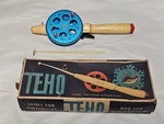 Vintage Teho Ice Fishing Rod Made Finland Original Box , Rare Blue Reel. Fixed Price $125.00.