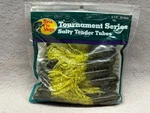 Bass Pro Tournament Series Salty Tender Tube 25 Pk, Mellon Pepper Chartreuse. Fixed Price $9.00.