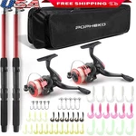 Complete Fishing Kit 2 Telescopic Rods Spinning Reels 39 Soft Lures Bag New. Fixed Price $29.92.