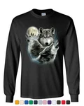 Howling Wolf Pack Long Sleeve T-shirt Wilderness Animals Nature Moon Tee. Fixed Price $18.99.